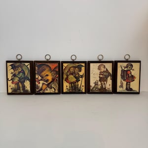 Set of 5 Vintage Hummel Wooden Wall Pictures Plaques