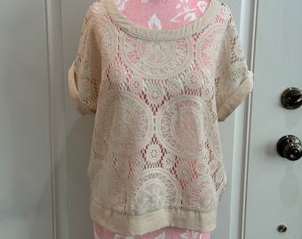 Blusa de punto beige Jolt Vintage para mujer - L