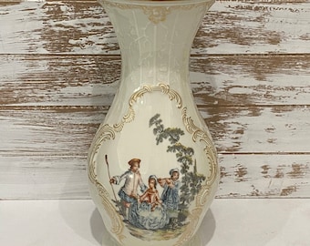 Vase Rosenthal Art Déco Pompadour Motif Rigoletto - 1940 - Porcelaine