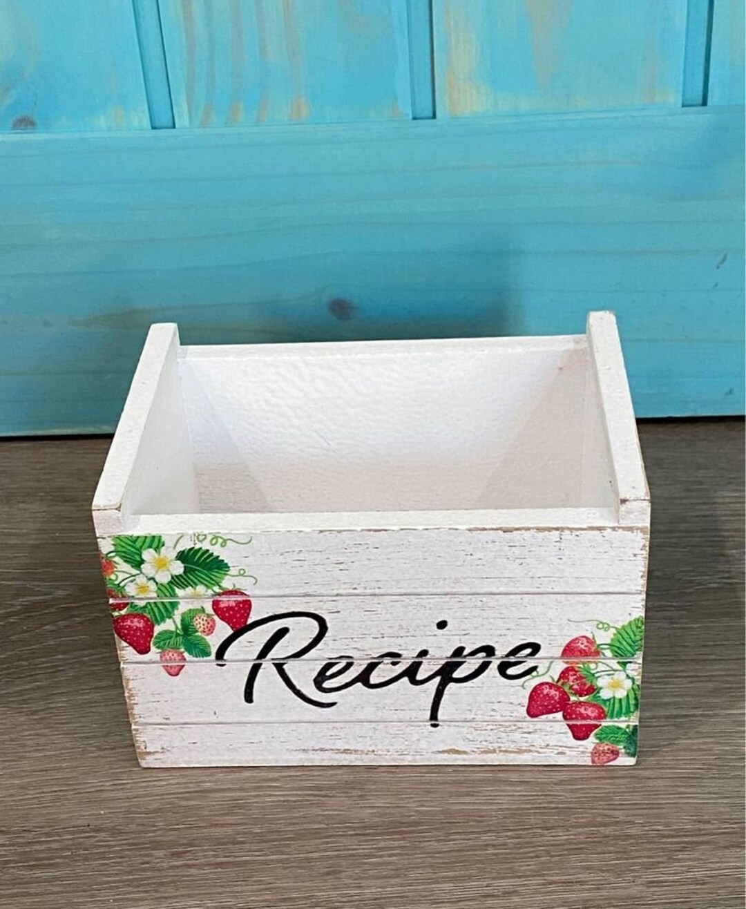 White Wood Crate Recipe Storage Box Etsy