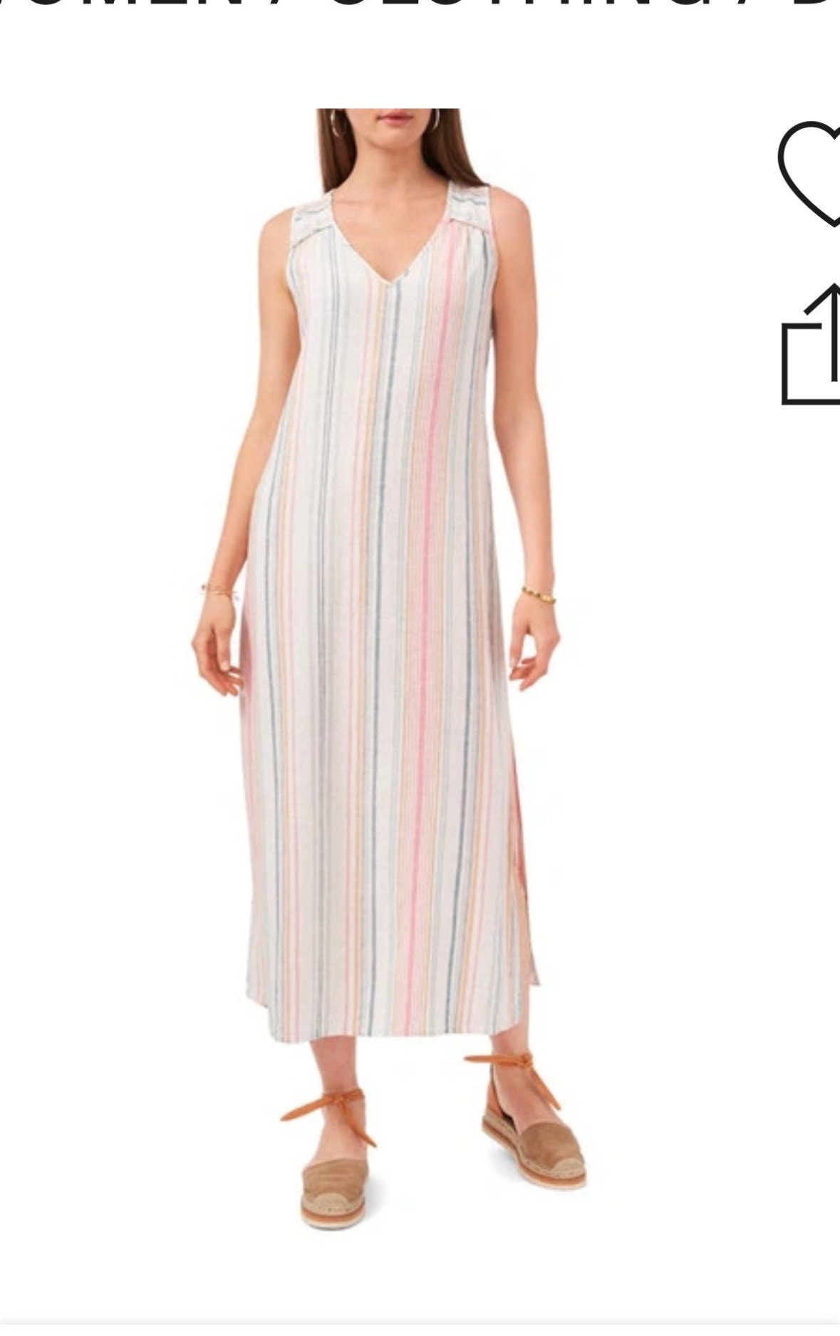 Pink Vince Camuto Linen Dress Sleeveless Linen Maxi Dress Riviera Stripe  Talbots