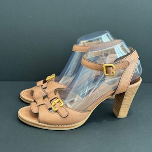 Chloe Classic L Brown Leather on Wooden Block Heels - 40 or US 9.5