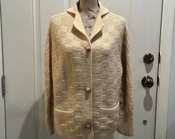 Pull cardigan crème vintage des années 60 - M/L