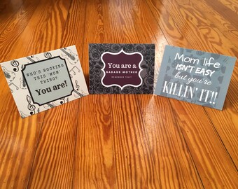 Mom Life Note Card 3-Pack (Rockin Mom, Killin It, Baddass Mother)