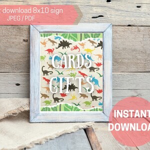 Printable 8 x 10 Dinosaur Party Cards & Gifts Sign INSTANT DOWNLOAD, Dino