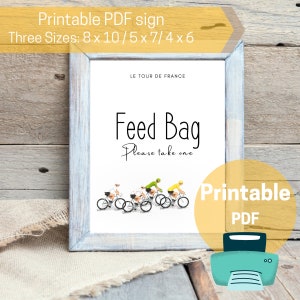 Printable Tour De France Feed Bag Food Favor Sign INSTANT DOWNLOAD, 3 sizes