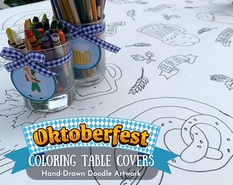 Oktoberfest Coloring Table Cover, Hand Drawn