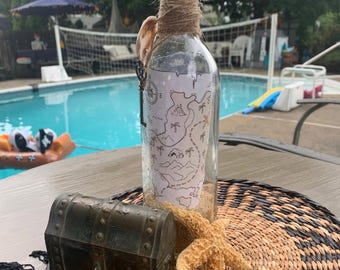 Printable Pirate Treasure Map for Message in a Bottle Craft - Two Versions, 4x6 Maps, Instant Download