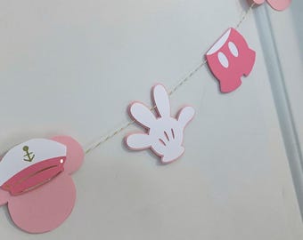 Small Cabin Door Size - Sailor Mickey Garland in Pink and Gold