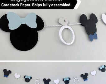 Mickey & Minnie Engagement Garland, Light Blue - Dark Blue