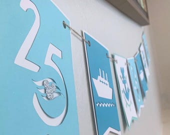 Anniversary - Birthday Cruise Paper Banner in 25th Anniversary Disney Cruise Colors