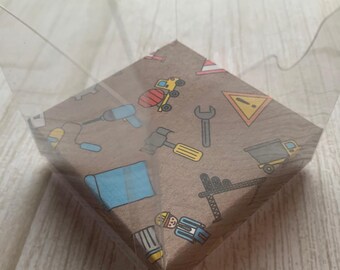 Construction Zone Party Favor Box in Brown Kraft Paper