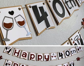 Numbered Happy Birthday Wine Paper Banner for Vineyard Inspired Celebrations