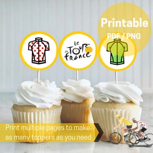 Décorations de cupcakes Tour de France imprimables TÉLÉCHARGEMENT IMMÉDIAT