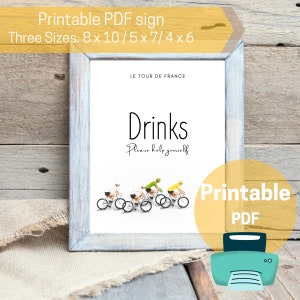 Printable Tour De France Drink Sign INSTANT DOWNLOAD, 3 sizes