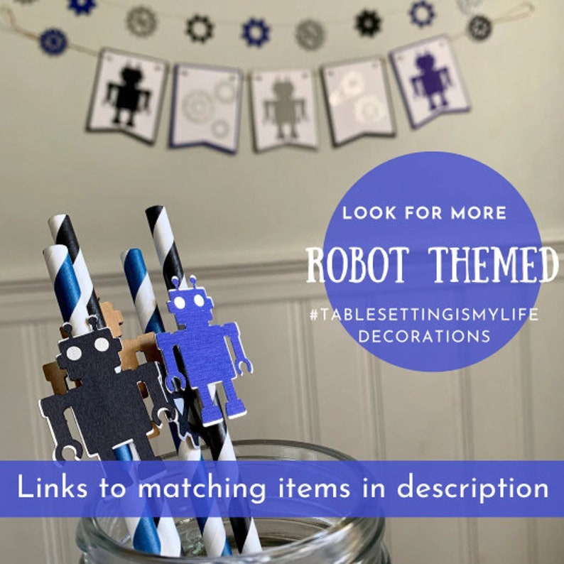 Robot Decaration Paper Robot Decoration, Red, Navy Blue and Silver Robot Party - Etsy