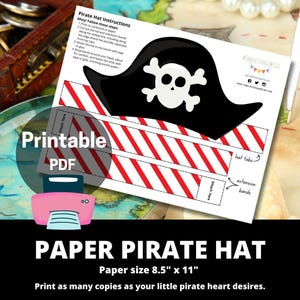 Pirate Hat with Red Stripe - Printable Instant Download