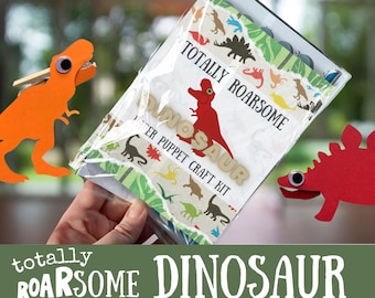 Dinosaur Paper Puppet Craft Kit - Kids Party Favor