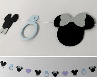 Small Magical Mickey & Minnie Engagement Mini Garland in Sage Green and Purple