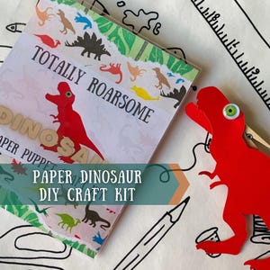 Dinosaur Paper Puppet Craft Kit, Party Favor Packaging DINO