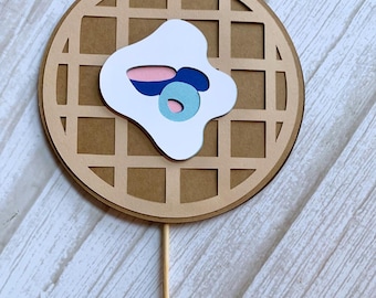 Waffle Cake Topper, Blue and Pink