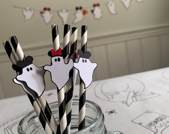 Halloween Ghosts on Disney Vacation, Party Straws, WDW