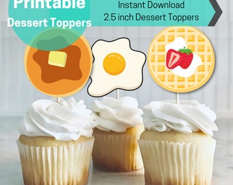 Breakfast themed Cupcake Toppers INSTANT DOWNLOAD