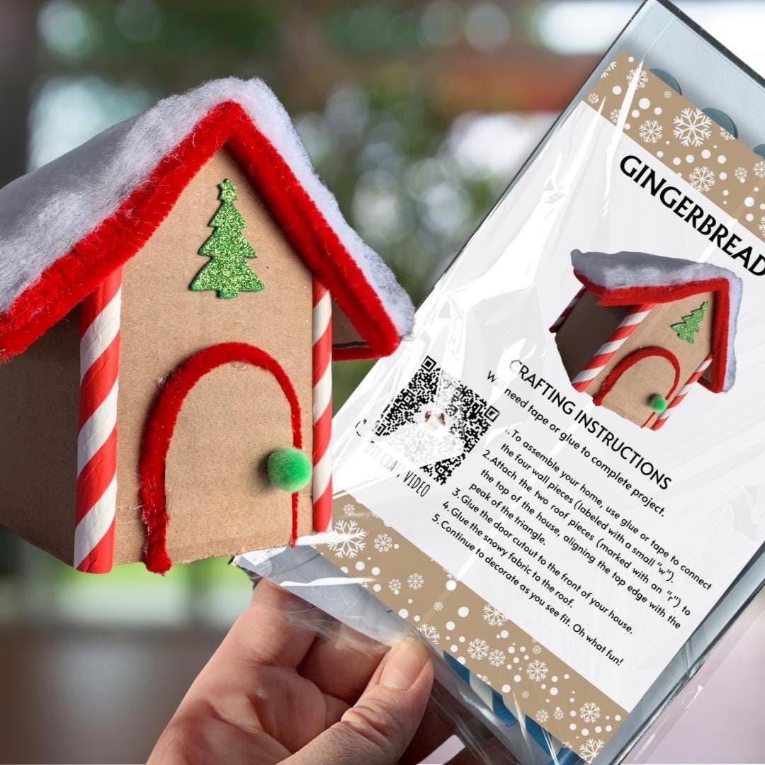 DIY Cardboard Gingerbread House Craft Kit - Etsy