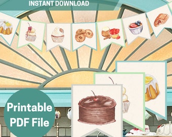 Bake Off inspiriert Party Banner SOFORT DOWNLOAD, Dessert Tischdekoration