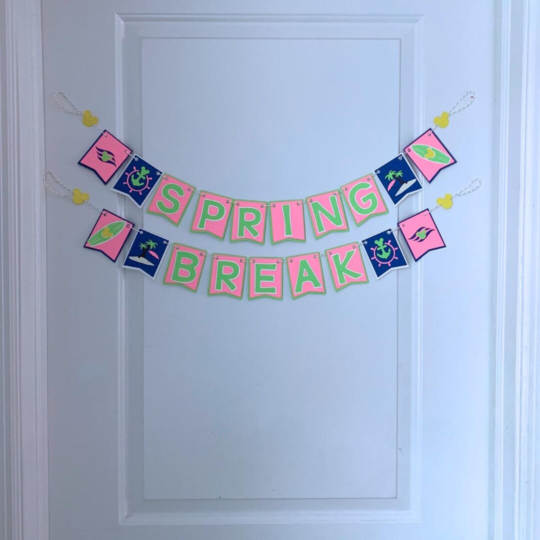 Spring Break Baner Cabin Door Spring Break Banner - Hot Pink & Lime Green - Small - Etsy
