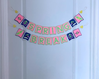 Spring Break Cruise Cabin Door Banner - Hot Pink & Lime Green - Small