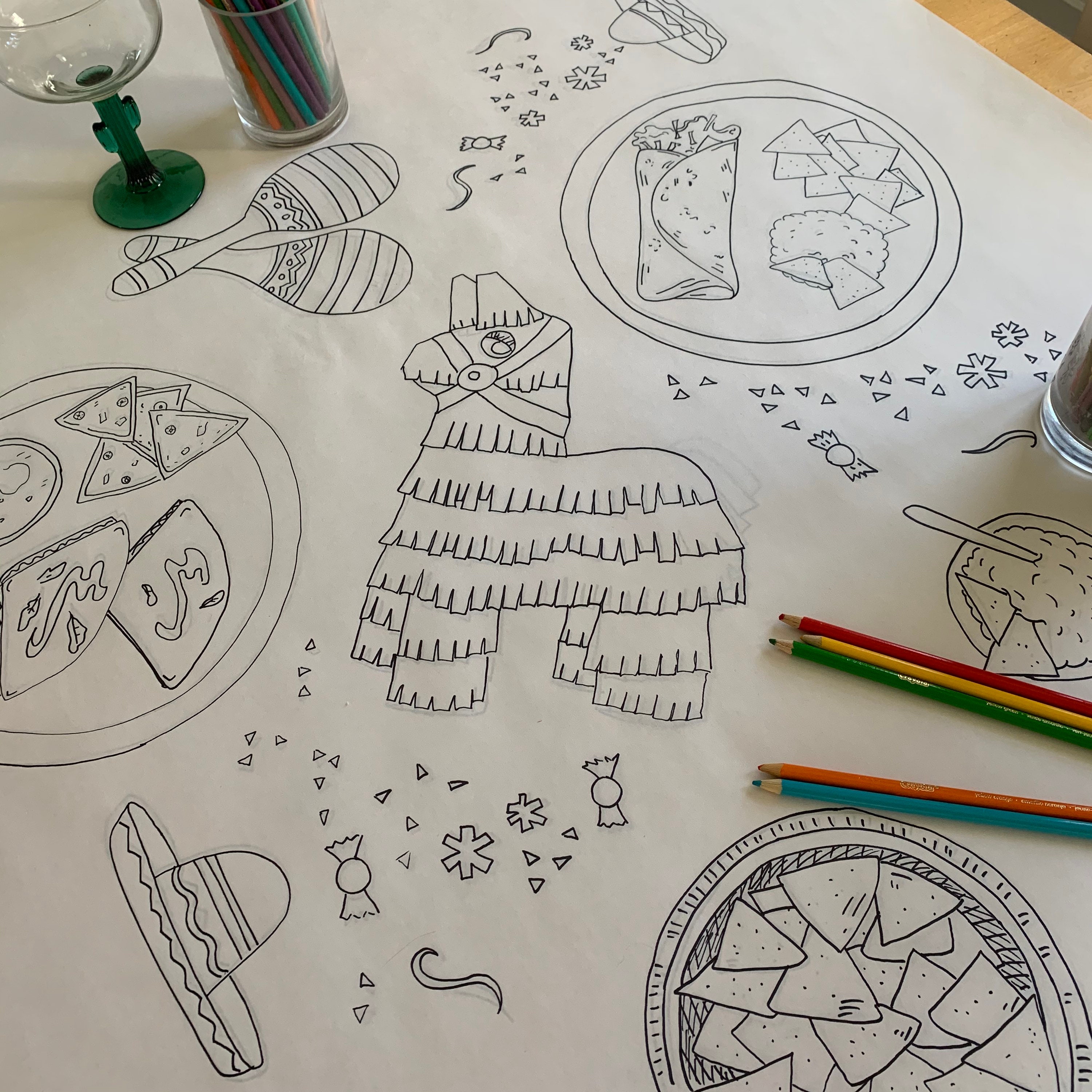 Party Coloring Table Fiesta Coloring Table - Etsy