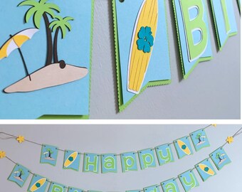 Personalized Surf Themed Name Banner in Green and Blue