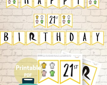 Printable Cycling 21st Birthday Banner INSTANT DOWNLOAD