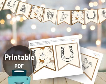 Printable Horse Party Bunting - Digital Download PDF