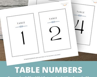 Nautical Themed Table Numbers 1-25 - Instant Download, Printable - Tie the Knot