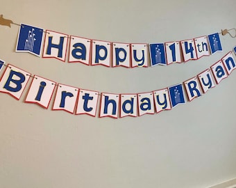 Full Sized Numbered Birthday Banner - Six Flags Inspired