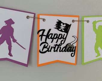Captain Mickey Happy Birthday Banner, Halloween Pirate Party Decoration