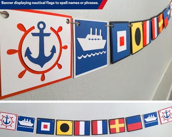 Personalized Nautical Flag Banners with Anchor & Ship Pendants