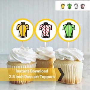Printable Tour de France Cupcake Toppers INSTANT DOWNLOAD