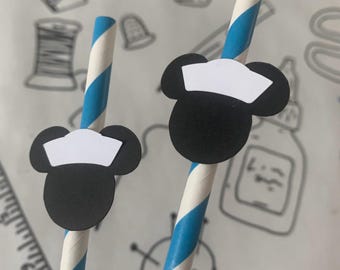 Sailor Mickey Paper Straws, Cruise themed paper decorations