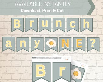 Brunch anyONE? - Printable Banner in Sage Green