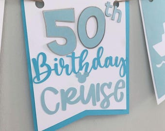 Guirnalda de papel numerada para crucero de cumpleaños en tonos azules