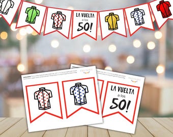 La Vuelta a los 50 Printable Banner - Cycling Themed 50th Birthday