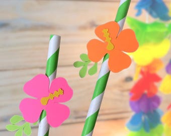 Pajitas para fiesta hawaiana