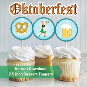 Oktoberfest Cupcake Toppers, Sofortdownload