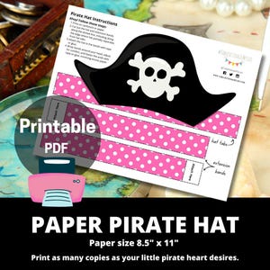 Pink Polka Dot Pirate Hat - Printable Instant Download