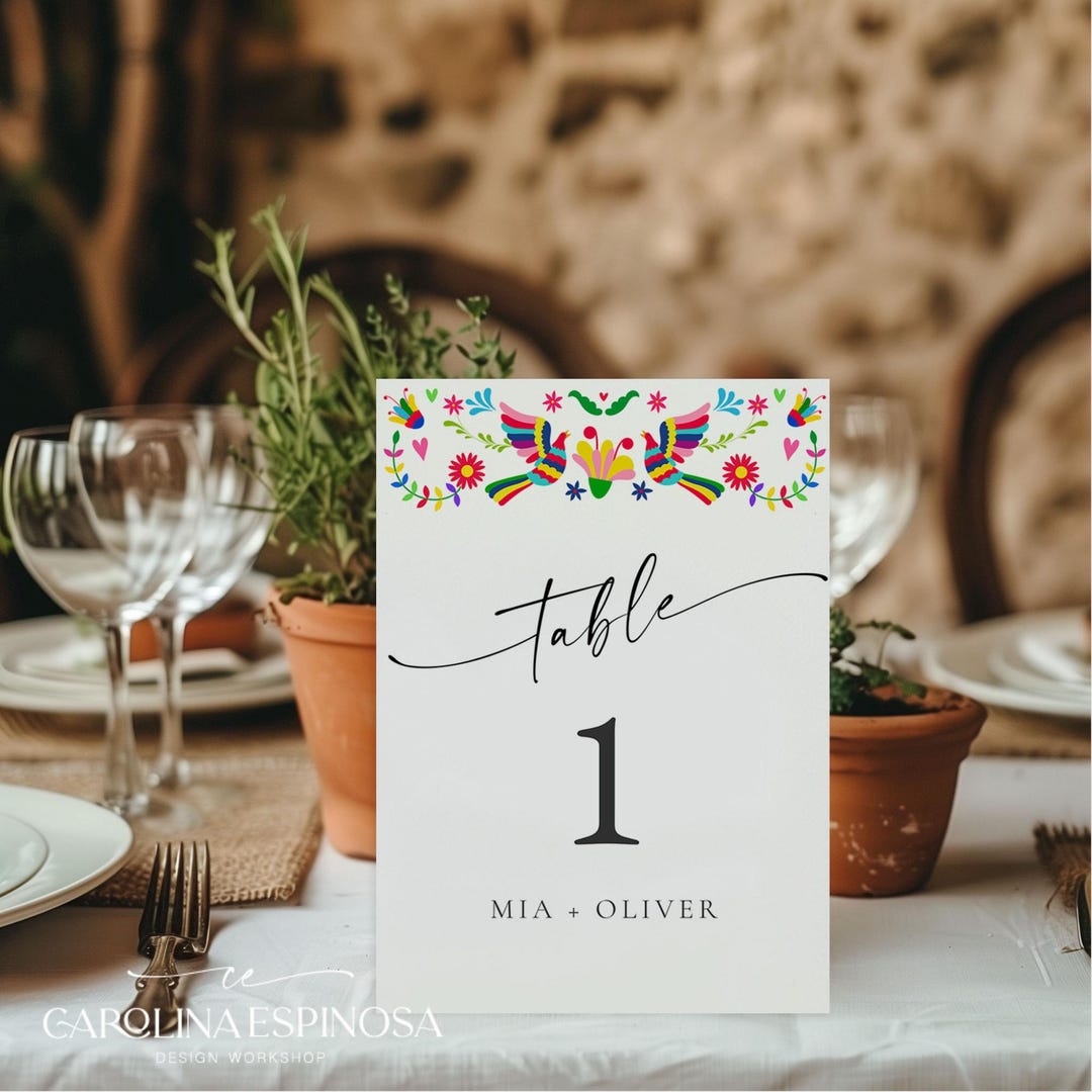 Editable and Printable Embroidered Table Number Template, Tenango ...
