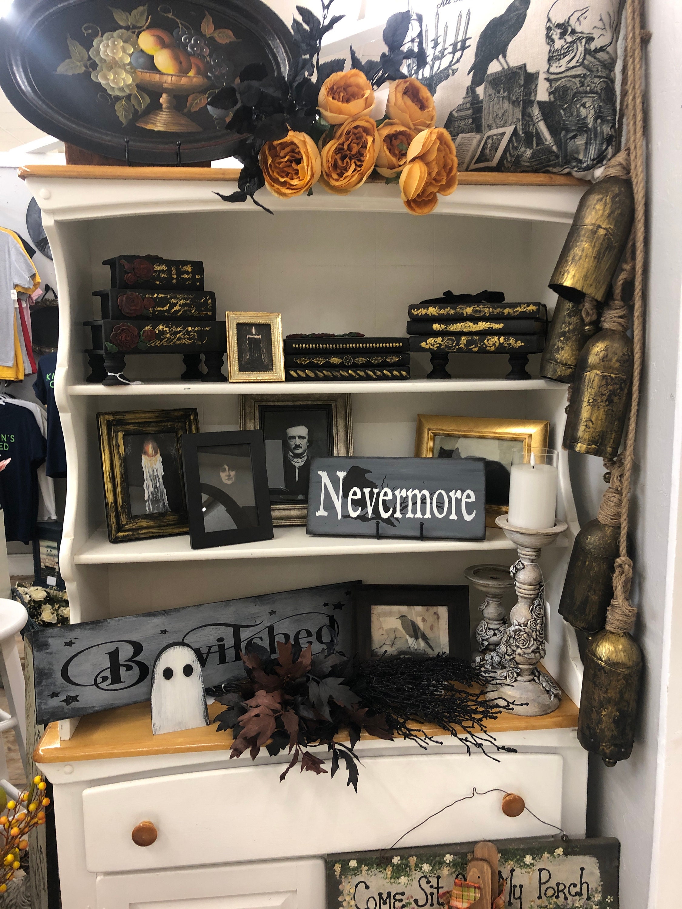 Nevermore Raven Sign. Edgar Allan Poe Decor. Halloween. Black Academia