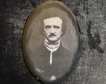 Edgar Allan Poe Portrait: Handpainted Gothic Wood Sign